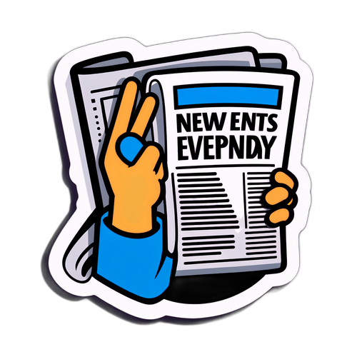 Стикер с газетой в руке