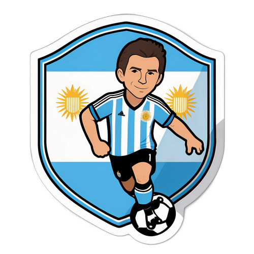 Sticker ya Bendera ya Argentina na Wachezaji Soka