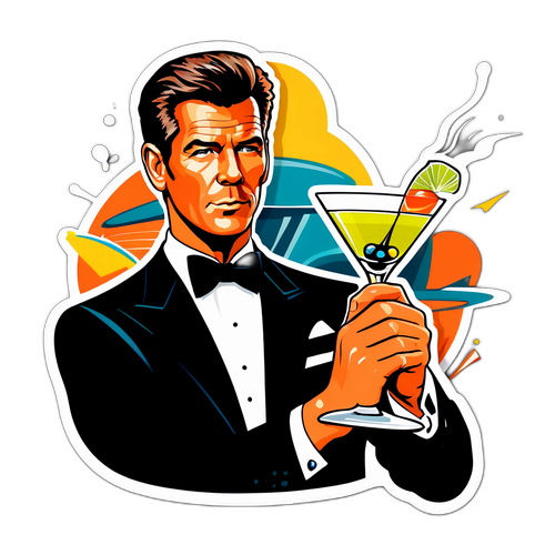 Retro-sticker af Pierce Brosnan som James Bond