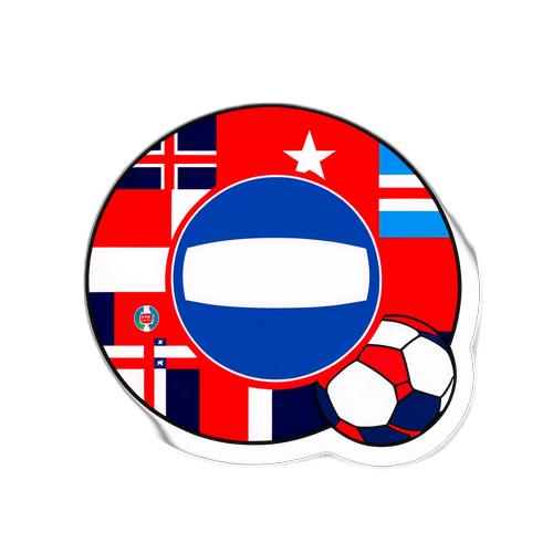 Una calcomanía que combina un balón de fútbol con las banderas de Paraguay y Noruega