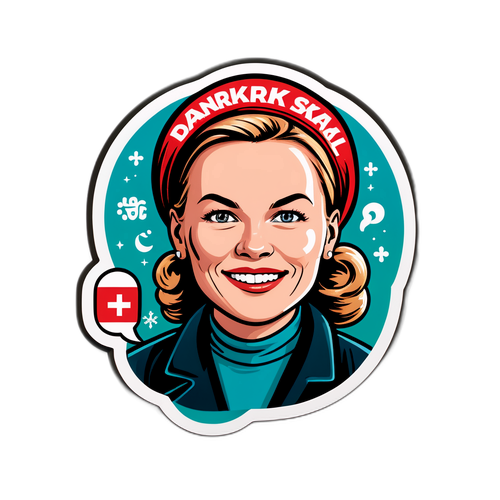 Sticker med Mette Frederiksen: "Danmark skal frem!"