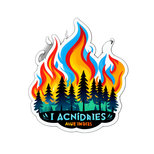 Sticker van een brandend bos in Aude