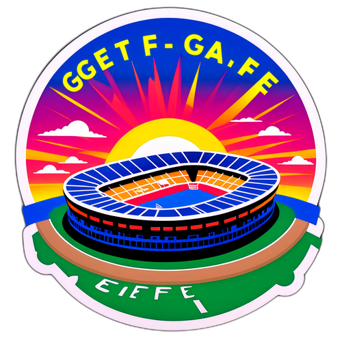 Stadion van Getafe tegen Real Madrid bij zonsondergang