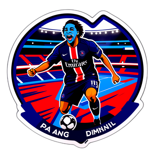 Sticker cho fan PSG với cầu thủ phấn khởi và không khí sân vận động