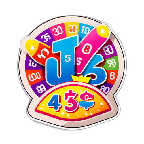 סטיקר ט)|(ק לצהריים צבעוני עם מספרים וסמלים מבריקים