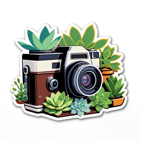 Vintage Camera with Succulents Sticker