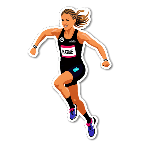Marthe Katrine Myhre i aksjon med teksten "Chasing Greatness"