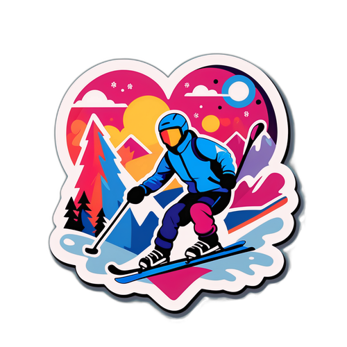 Abstract Art Sticker ng Pag-ibig at Taglamig na Isports