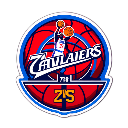 A sticker estilizada do jogo 76ers vs. Cavaliers