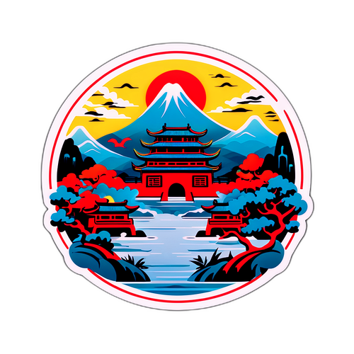 大圓—傳統與現代元素結合的貼紙