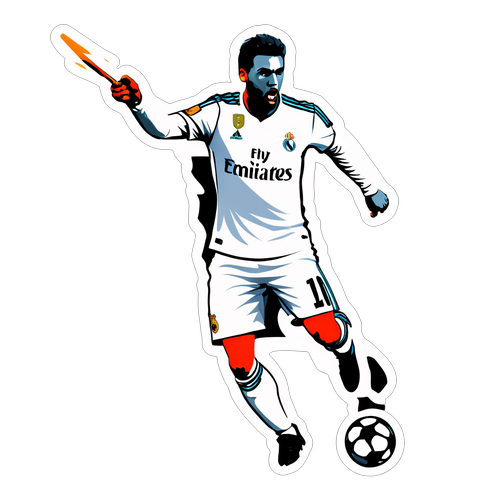 Ng sticker cầu thủ Real Madrid thực hiện cú sút mạnh mẽ