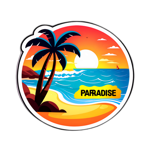 Sticker de Santos con playa famosa y atardecer