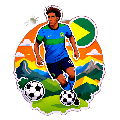 サッカー選手とボリビア・ブラジルの風景