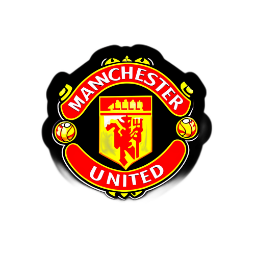 Sticker z logo Manchester United z stadionem w tle
