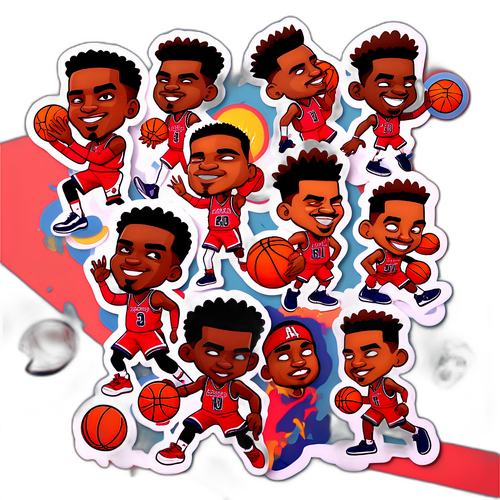 Playful Arizona Basketball Player Caricatures Sticker