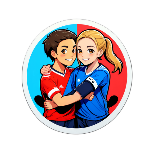 무승부를 기념하는 팀 간의 우정을 상징하는 스티커