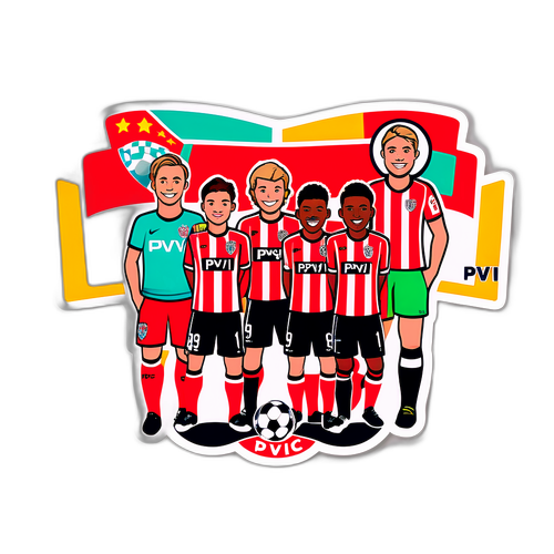 Kolorowy i zabawny grafik zespołu PSV Eindhoven