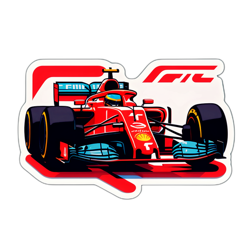 Autocolant dedicat F1 cu mașini de curse stilizate