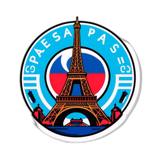 Samolepka s logem PSG a ikonografií Paříže