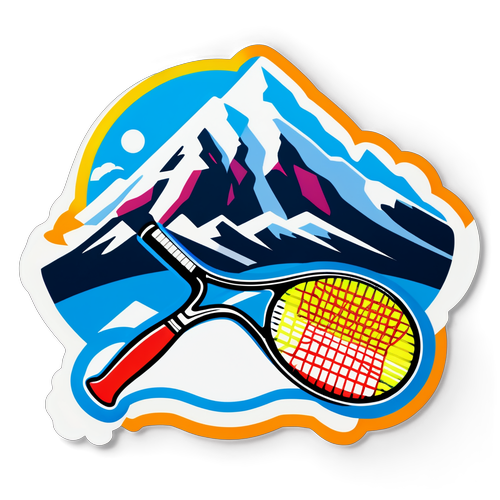 Scopri l'Adesivo Sportivo Che Rappresenta L'Excitement Del Kitzbuhel ATP: Racchette Da Tennis e Montagne Innevate!