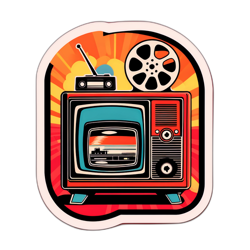 Retro-sticker van TRT1 met vintage televisie