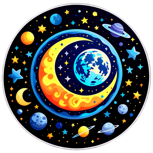 Abstracte Volle Maan Sticker