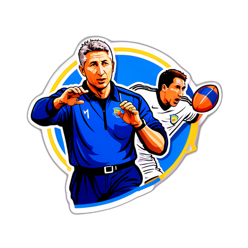 Sticker cu Dan Petrescu, antrenor de fotbal