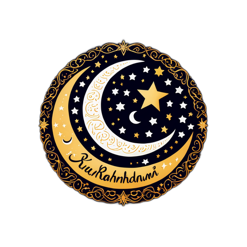 Ilustrasi Bulan Sabit dan Bintang dengan 'Puasa Ramadhan Muhammadiyah'