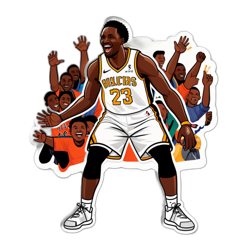 וויקטר וומבניאמה בתמונת מדבקה עם אוהדים