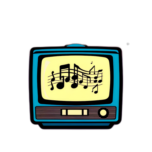 Retro Televisie met Muzieknotens