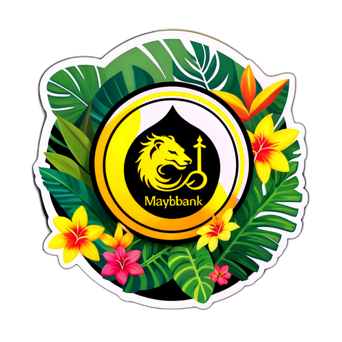 Stiker Logo Maybank dengan Unsur Tropikal