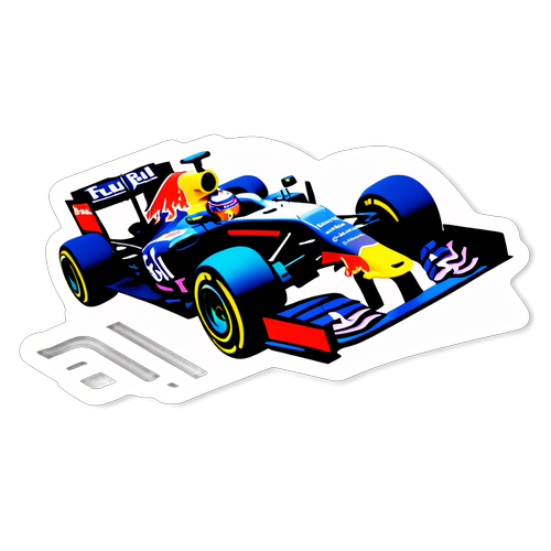 Sticker de Checo Pérez con su auto de Fórmula 1