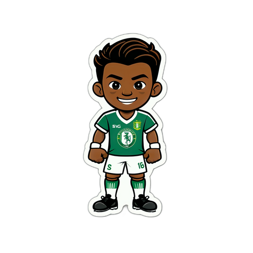 สติกเกอร์ตัวละครจากสปอร์ติ้ง ลิสบอนในชุดกีฬาสมัยใหม่