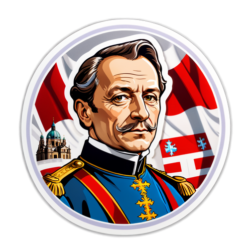 Aufkleber mit Leopold Figl und österreichischen Symbolen