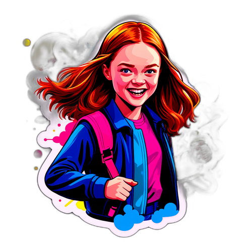 Crea un adesivo di Sadie Sink in un'azione dinamica