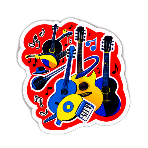 楽器と音符のステッカー