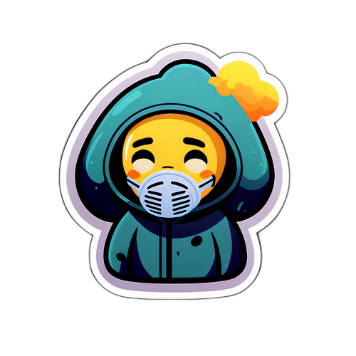 悲しいキャラクターステッカー：大気汚染の影響