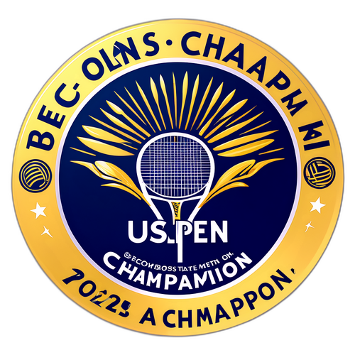Обертка для трофея US Open 2025 с монтажом теннисистов, с надписью "Стань чемпионом."