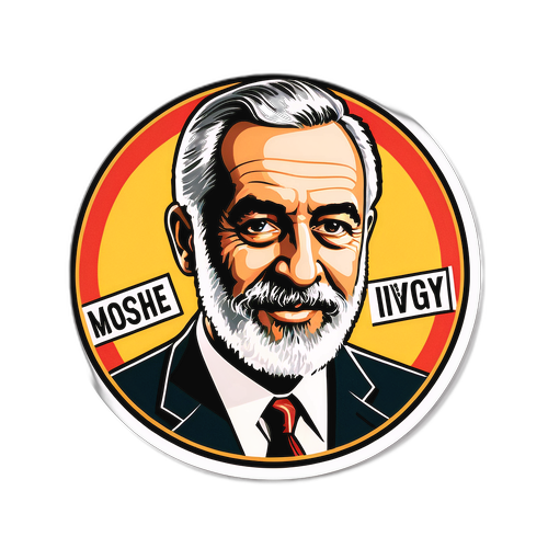 סטיקר בסגנון רטרו החוגג את קריירת הקולנוע של משה איוואגי