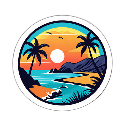 Wybrzeże San Diego z palmami i surferami