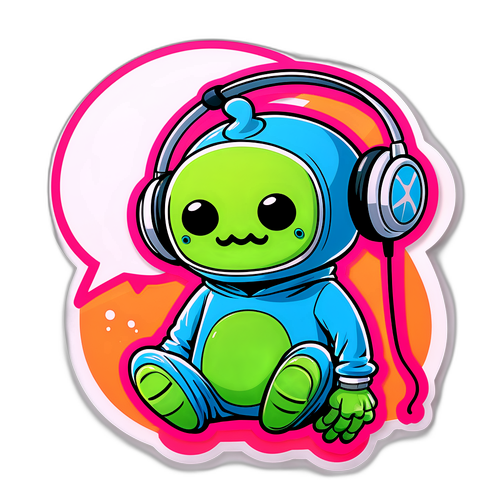 Speelse illustratie van de Reddit alien mascotte, Snoo