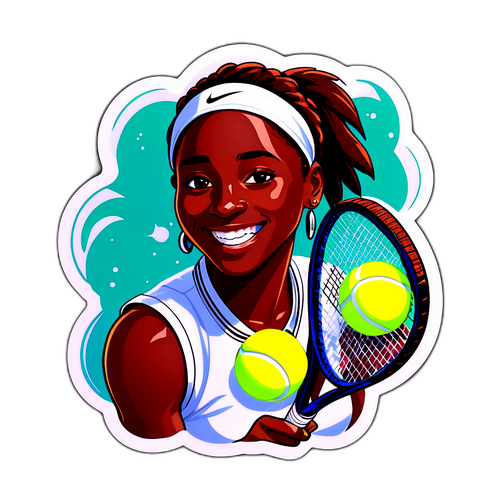 Autocollant de Coco Gauff avec une raquette de tennis