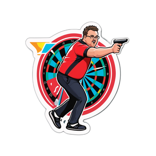 Aufkleber von Stephen Bunting beim Dartwurf in High-Speed-Stil