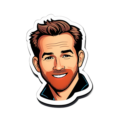 Komiksowy portret Ryana Reynoldsa z uśmiechem