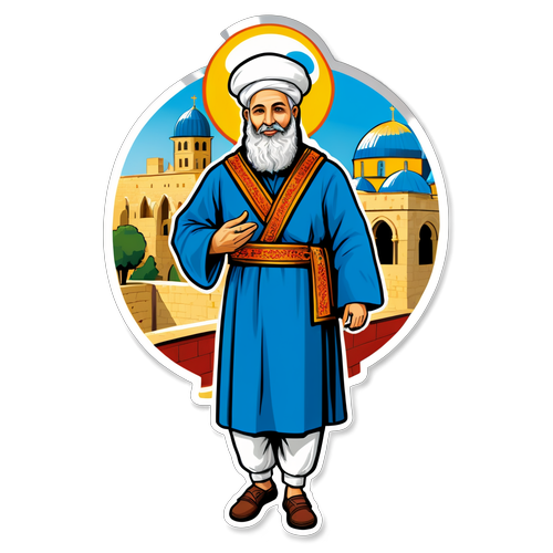 Sticker med Pierbattista Pizzaballa i traditionell klädsel