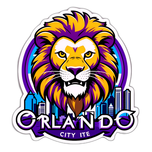 Stiker Kota Orlando dengan Mascot Singa