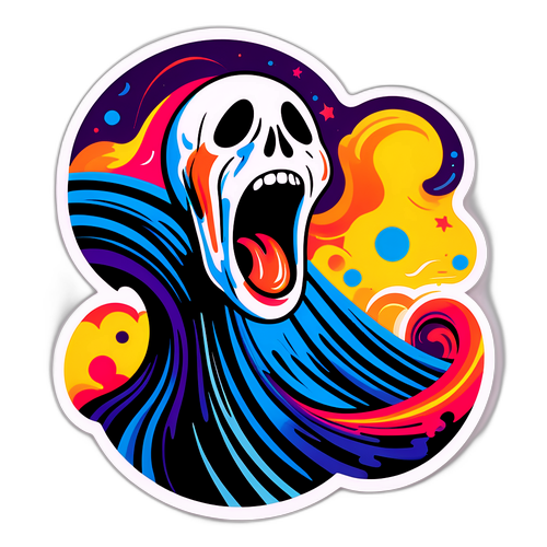 Abstrakt design av Den berømte skrik som er blandet med moderne elementer og farger