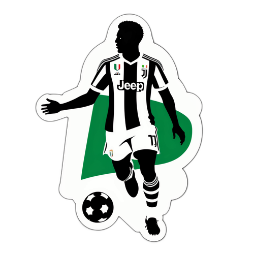 Juventus-Themen Sticker mit Spieler-Silhouette
