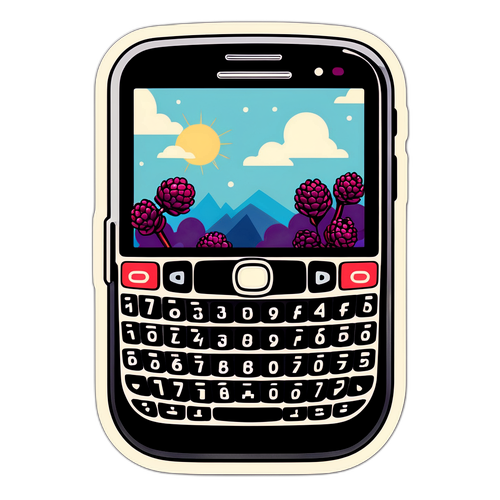 Ilustracja nostalgicznego telefonu Blackberry z vintage'owym stylem