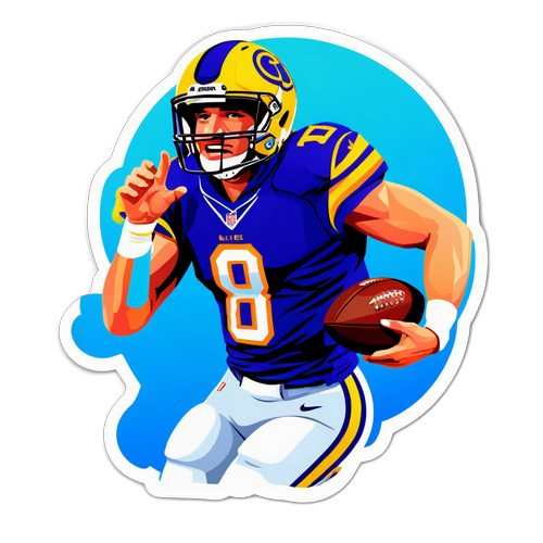 Colorful Sticker of a Rising NFL Star